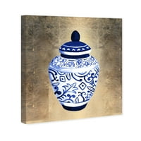 ווינווד סטודיו פרחוני ובוטני קיר אמנות הדפסי בד ' ג 'וליאן טיילור - סיני פורצלן' פרחים-כחול, זהב