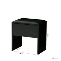 שולחן יהירות מודרני של Aukfa עם מראה, שולחן איפור לחדר שינה למבוגרים, כלי יהירות ושלושה אורות, שחור