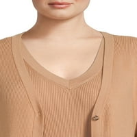 Terra & Sky's Women's Plus Size Sweater שמלת טנק וסט קרדיגן