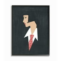 סטופל תעשיות רטרו פופ נשי דיוקן אופנה עניבת פירוט ממוסגר קיר אמנות עיצוב על ידי גרייס פופ, 24 30
