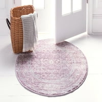 נול ייחודי מקורה עגול מסורתי שטיחים שטיחים שטיחים סגולים-לבנים, 3 '3'