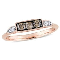 קראט T.W. יהלום חום ולבן 10K טבעת הבטחה בציר זהב ורד
