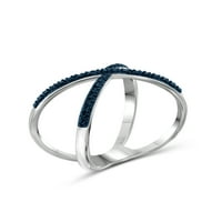 תכשיטנים סטרלינג סטרלינג טבעת צולבת - טבעת יהלום כחול מבטא עם. טבעת כסף סטרלינג - טבעת קרוס קרוס יהלום