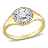 Miabella's Carat T.W. יהלום 14KT טבעת אירוסין של חותמת הילה צהובה ולבן