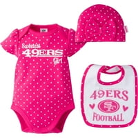סן פרנסיסקו 49ers בגד גוף לתינוקות, סט תלבושות כובע, 3 חלקים