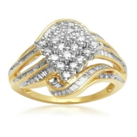 קראט T.W. יהלום 10KT טבעת אופנה של אשכול זהב צהוב