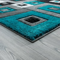 ארצות אורגים דרכמה בנסון מודרני גיאומטרי רץ שטיח, טורקיז, 2'7 7'4