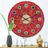 עיצוב 'עיצוב דפוס רטרו מעגלי עיצוב II' שעון קיר עץ מודרני של אמצע המאה