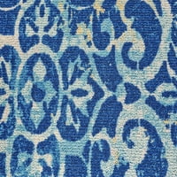 שטיח אוקיינוס ​​פרחוני חוף הידרה, ערפל כחול קובלט אקווה, 9ft - 6in שטיח שטח 13ft