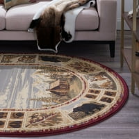 שטיחי שטיחים אזור חידוש אדום, שנהב מקורה סגלגל קל לניקוי