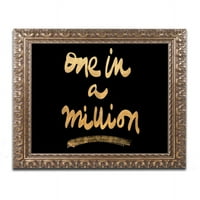 סימן מסחרי אמנות מיליון על שחור בד אמנות על ידי ליסה פאוול בראון, זהב מצועצע מסגרת