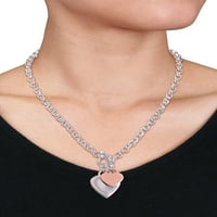 Miabella Sterling Silver Heart Charms שרשרת וצמיד סט תכשיטים 2 חלקים