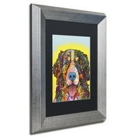 סימן מסחרי אמנות ברנזה הרי כלב בד אמנות על ידי דין רוסו, שחור מט, כסף מסגרת