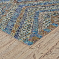 Varvara Eccclectic וינטג 'שטיח, צמר, כתום כחול, 8ft 11ft שטיח שטח