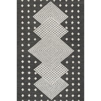 שטיח שטח צמר גיאומטרי מצופה ביד נולום מאצ 'י, 8' 10', שחור