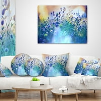 פרחי קיץ כחולים עיצוביים על אחו - כרית לזרוק פרחים - 18x18
