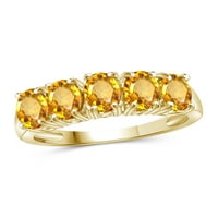 תכשיטים תכשיטים תכשיטים טבעת אבן לידה - 2. Carat Citrine 14K תכשיטים טבעת כסף מצופה זהב - טבעות אבן חן