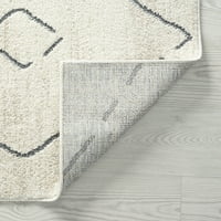 עכשווי אזור שטיח גיאומטרי קרם, אפור מקורה פיזור קל נקי