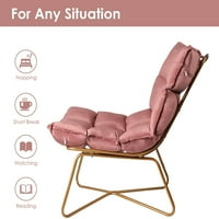 כיסא טרקלין מרופד Aukfa קטיפה, כיסא מודרני ללא זרוע עם רגלי מתכת לחדר שינה, סלון, כיסא מבטא רגלי זהב,