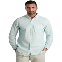 חולצה מכופתרת אוקספורד עם שרוול ארוך לגברים, מידות איקס-4