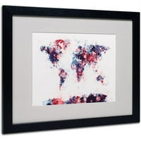 סימן מסחרי אמנות צבע מתיז מפת העולם 3 סבוך ממוסגר על ידי מייקל טומפסט