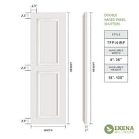 עבודת טחנה של Ekena 12 W 74 H True Fit PVC שני תריסי פאנלים מוגבהים שווים, לבן