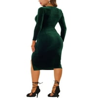 מציאות ייחודיות לנשים קטיפה צוואר מרובע שרוול ארוך קוקטייל קוקטייל מידי שמלת מידי