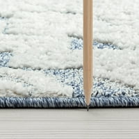 שטיח אזור מעבר כחול פרחוני, רץ מקורה שמנת קל לניקוי