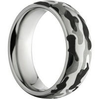 טבעת טיטניום חצי סיבוב עם דפוס לייזר CAMO בשחור לבן