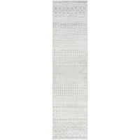 אורגים אמנותיים אלזיז גיאומטריים שטיח אזור שטיח, לבן-לבן, 2'7 16 '