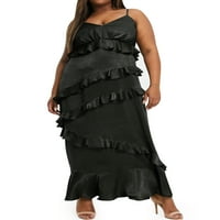 פלוס גודל שמלת מקסי סאטן לנשים בכל רחבי שמלות קאמי