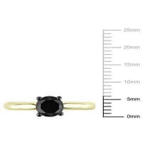קראט T.W. יהלום שחור 14KT טבעת סוליטייר זהב צהוב