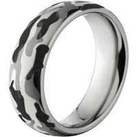 חצי עגול טיטניום טבעת עם שחור ולבן הסוואה לייזר דפוס