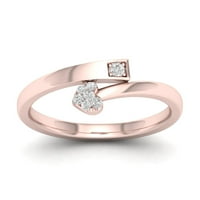 1 20CT TDW Diamond 10K טבעת אופנת לב עוקף זהב ורד