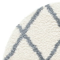 ונוס קווינסי גיאומטרי סבכה שאג אזור שטיח, שנהב אפור, 6'7 6'7 עגול