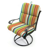 ירדן ייצור 45 22 סמוי בריזה פס רב -צבעוני כרית כיסא חיצונית מלבנית עם קשרים ולולאת קולב