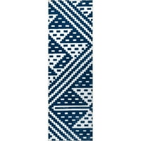 מכונת קיארה Nuloom Chiara שטיח רץ גיאומטרי מודרני רחיץ, 2 '6 8', חיל הים