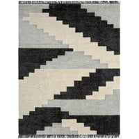 אמן אנג 'לו מופשט שטיח גיאומטרי מצולע, שנהב שחור, 7'10 איקס10 ' 2