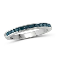 תכשיטים Carat T.W. טבעת פס כסף סטרלינג כחול עגול כחול עגול