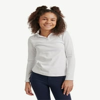 בנות צדק אחידות שרוול ארוך סרוג חולצת פולו, גדלים XS-XLP