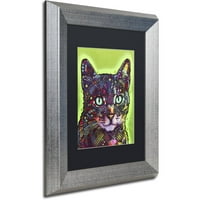 סימן מסחרי אמנות יפה Catful Cat אמנות קנבס מאת דין רוסו, שחור מט, מסגרת כסף