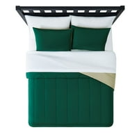 עמוד התווך מיטה ירוקה בשמיכת תיקים עם סדינים, מלכה
