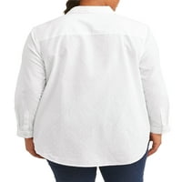 Terra & Sky's Women's Plus בגודל גודל פסים קשיח קשיח מטה בחולצה