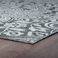 שטיח מעבר שטיח פחם פרחוני, רץ חיצוני מקורה באפור בהיר קל לניקוי