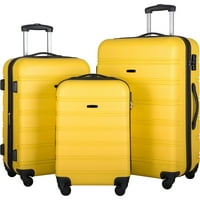 Aukfa מזוודות מזוודה ניתנת להרחבה ABS TSA מזוודות סט ספינר ספינר נמשך צהוב