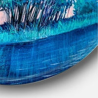 עיצוב עיצוב 'רושם עץ בצבע כחול על ידי אגם האגם' מעגל קיר מתכת - דיסק של 11