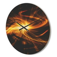 עיצוב אמנות 'פיצוץ פרקטלי של אש בשחור' שעון קיר עץ מודרני