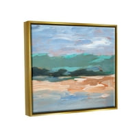 מודרני אגם מוברש נוף נוף ציור מתכתי זהב ממוסגר אמנות הדפסת קיר אמנות