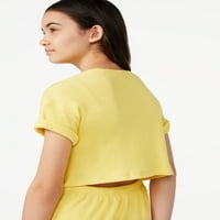 שמלת חולצת טריקו סרוגה של בנות צלעות חינם עם פרט גב פתוח, גדלים 4-18