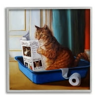 תעשיות סטופל המלטה בו קוראת חתול מצחיק ציור חיות מחמד אפור אמנות דפוס אפור אמנות קיר, 12x12